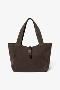 Lucille Tote Bag Large Dark Brown Suede