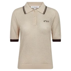Lue Pointelle Polo Knit Bone