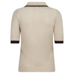 Lue Pointelle Polo Knit Bone