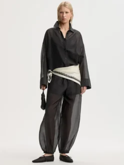 Lumas Silk Organza Trousers Black
