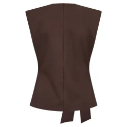Luna Pleat Top Dark Brown
