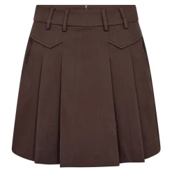 Luna Pocket Pleat Mini Skirt Dark Brown