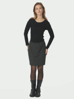 Lunna Check Short Skirt Antracit
