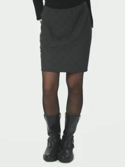 Lunna Check Short Skirt Antracit