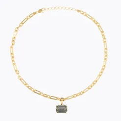 Lydia Chain Necklace Gold Black Diamond
