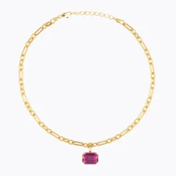 Lydia Chain Necklace Gold Dark Rose