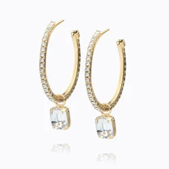 Lydia Loop Earrings Gold Crystal