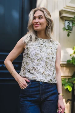 Magnolia SL Top EMB Silver/T Coco