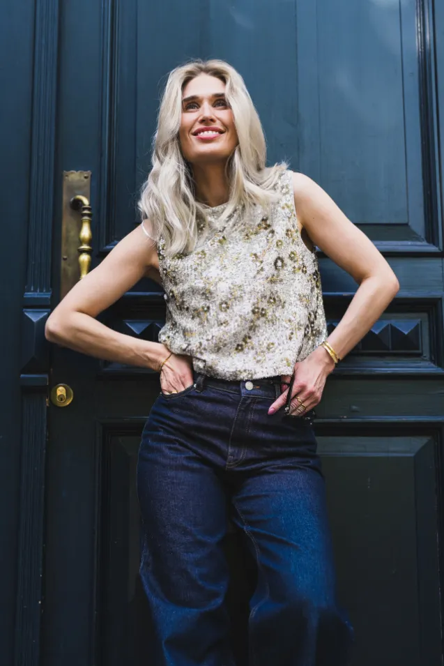 Magnolia SL Top EMB Silver/T Coco
