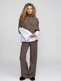 Maiken Brushed Poncho Light Brown