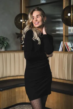 Mailey Jersey Brooch Mini Dress Black