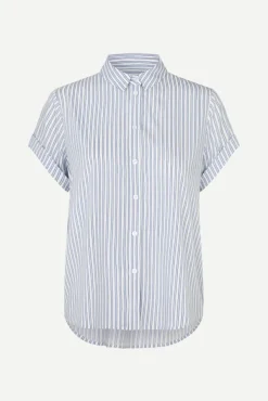 Majan SS Shirt 9942 Gray Dawn Small Stripe