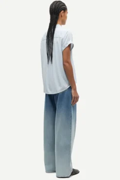 Majan SS Shirt 9942 Gray Dawn Small Stripe