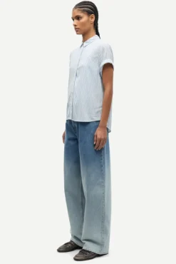 Majan SS Shirt 9942 Gray Dawn Small Stripe
