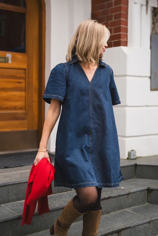 Manna Alena 2/4 Dress Mid Blue Wash