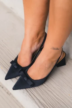 Maralyn Bow Slingback Satin Black