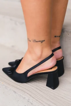 Maralyn Bow Slingback Satin Black