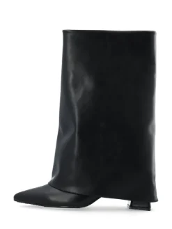 Maralyn Fold Over Boot Faux Leather Black