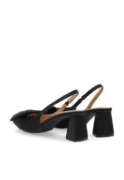 Maralyn Slingback Bow Satin Black
