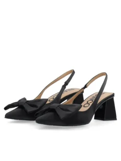 Maralyn Slingback Bow Satin Black