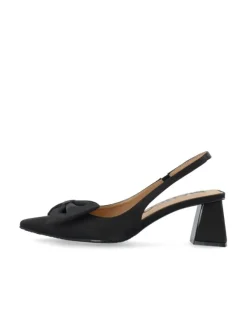 Maralyn Slingback Bow Satin Black