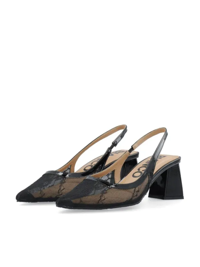 Maralyn Slingback Mesh Black Lace