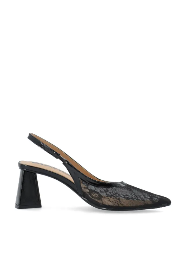 Maralyn Slingback Mesh Black Lace