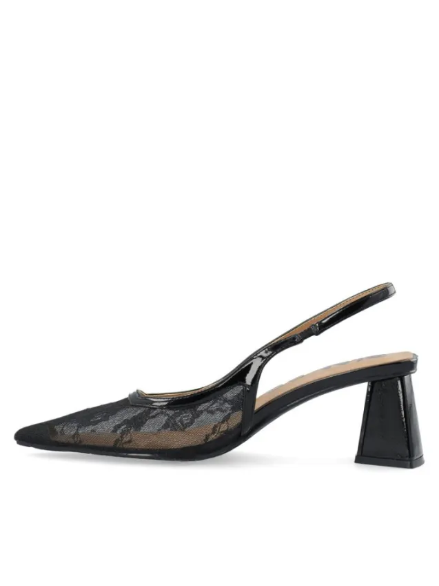 Maralyn Slingback Mesh Black Lace