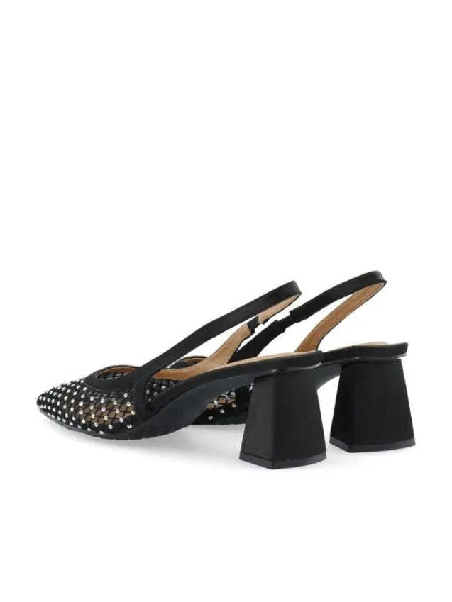 Maralyn Slingback Rhinestone Mesh Black