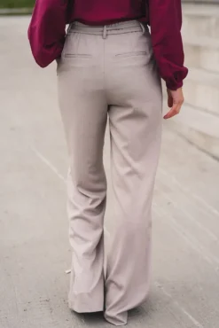 Marceli HW Pants Long Warm Light Grey Melange