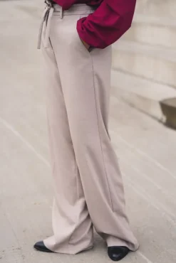 Marceli HW Pants Long Warm Light Grey Melange