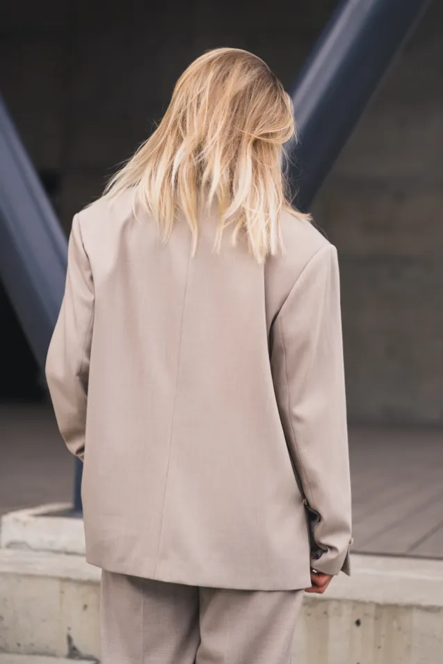 Marceli Oversized Blazer Warm Light Grey Melange