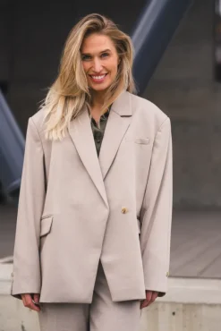 Marceli Oversized Blazer Warm Light Grey Melange