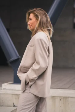 Marceli Oversized Blazer Warm Light Grey Melange