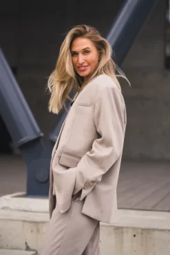 Marceli Oversized Blazer Warm Light Grey Melange