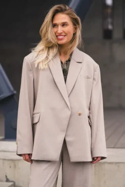 Marceli Oversized Blazer Warm Light Grey Melange
