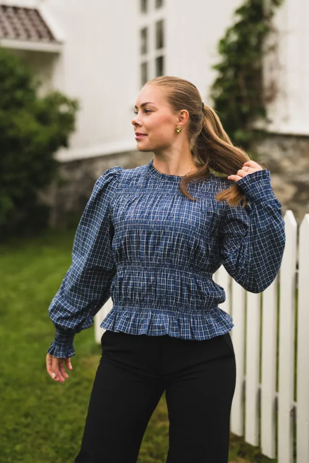 Marcia Check Blouse Blue