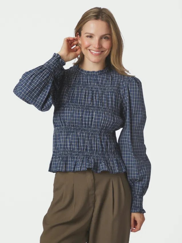 Marcia Check Blouse Blue