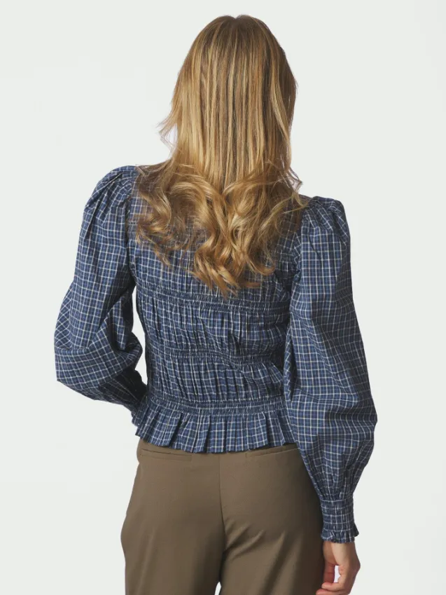Marcia Check Blouse Blue