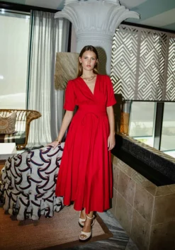Maria Dress City Red Poplin