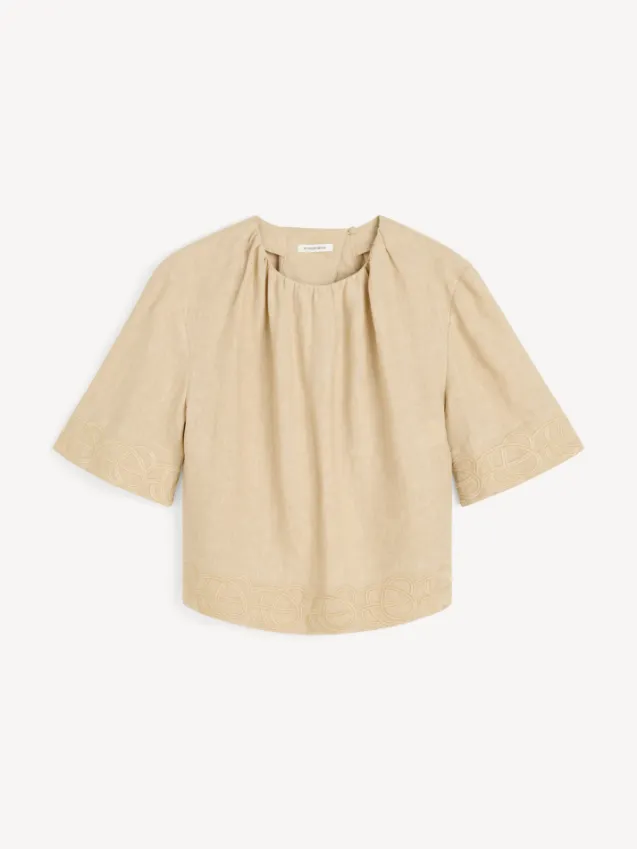 Marian Linen Top Old Beige