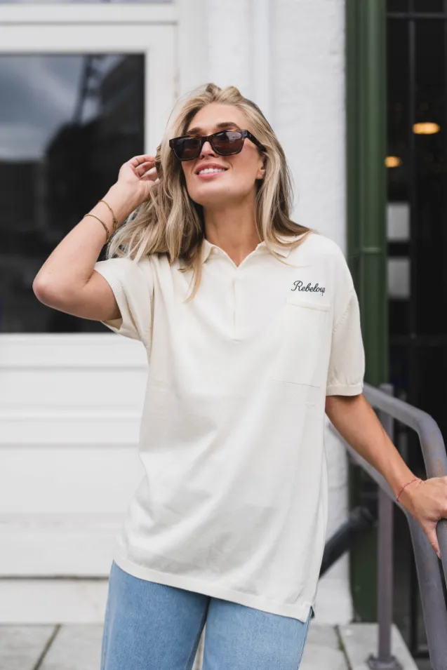 Marin Pocket Logo Knit Cream