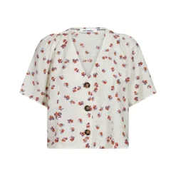 Maris Flower SS V-Shirt Offwhite