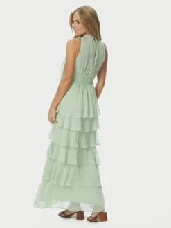 Marli Solid Chiffon Dress Light Green