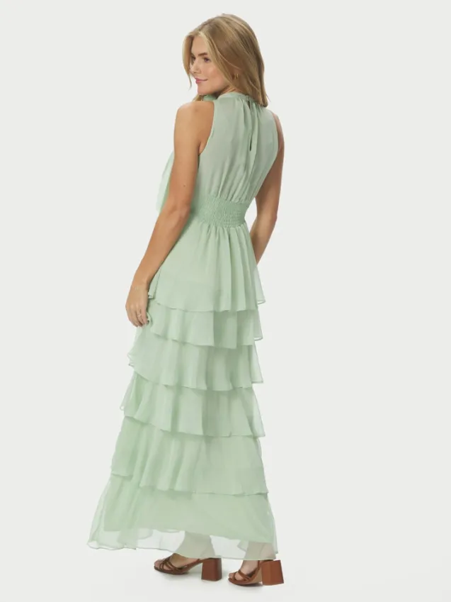 Marli Solid Chiffon Dress Light Green