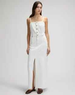 Maxi Denim Dress Powder White