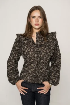 Maya Blouse Beige Botanic
