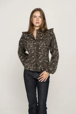 Maya Blouse Beige Botanic