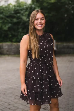 May Big Dot Dress Brown