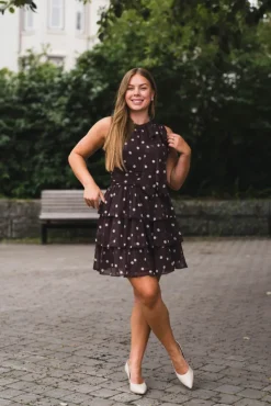 May Big Dot Dress Brown